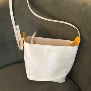 Clare V White and Yellow Shoulder Bag